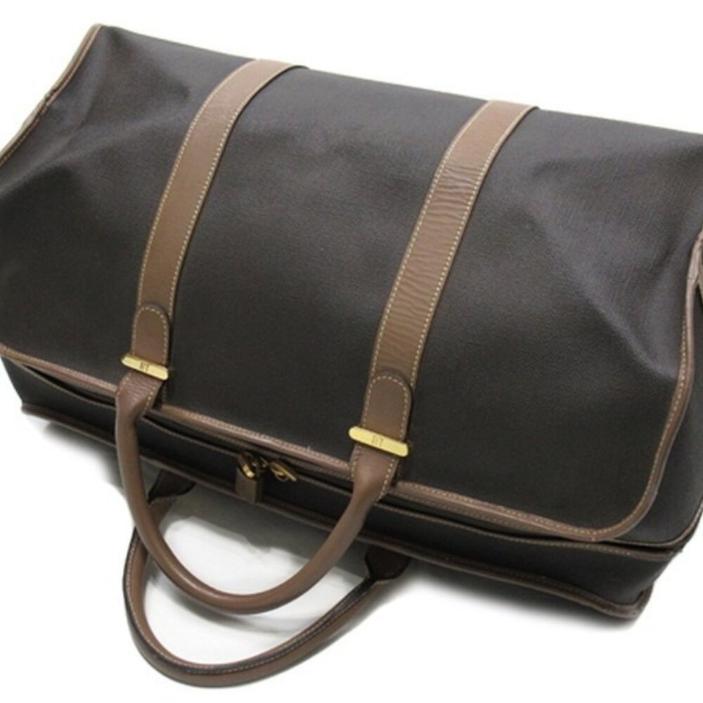 Dunhill Boston bag Gray Brown Gold Women Authentic secondhand